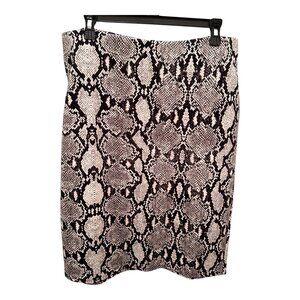Black & White Snakeskin Print Skirt - L
